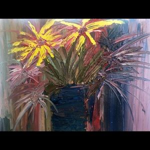 Unique artist original boho floral oil painting